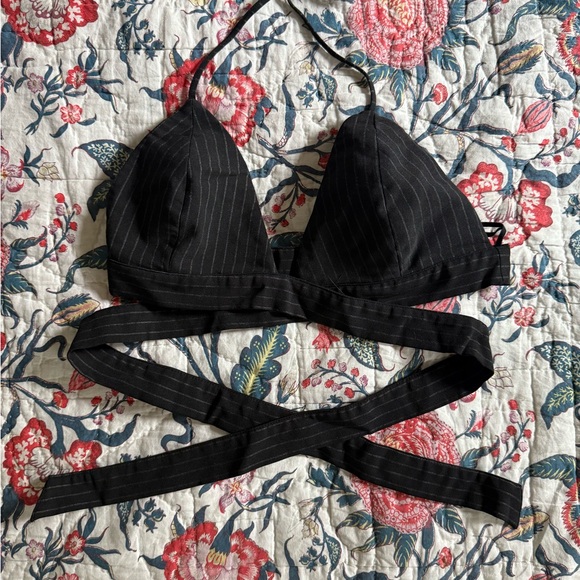 Garage Black Pinstripe Women's Bralette - Picture 1 of 1